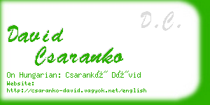 david csaranko business card